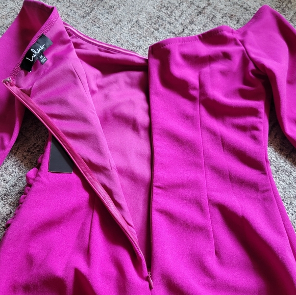 NWT Lulus Baby‎ Be Mine Magenta Off-the-Shoulder Bodycon Mini Dress Size Medium - Picture 9 of 13